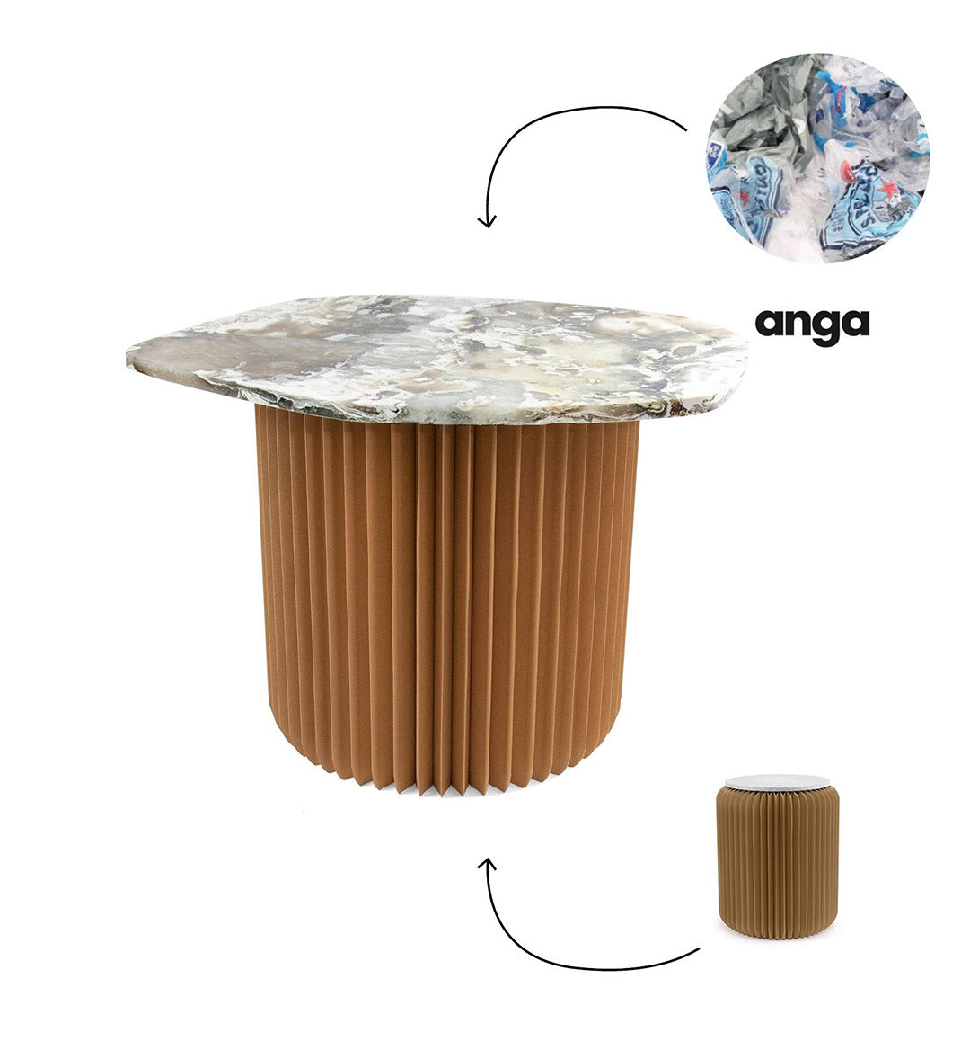 Table marron Anga avec plateau noir