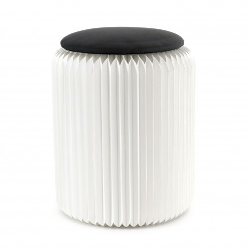 Le tabouret pliable blanc 42 cm assise tissu noir recyclé