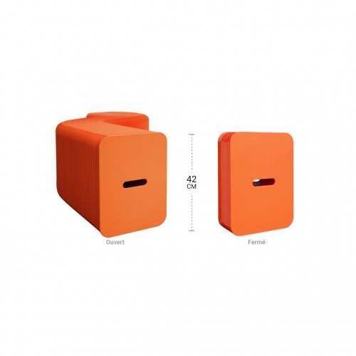 Banc pliable en carton orange