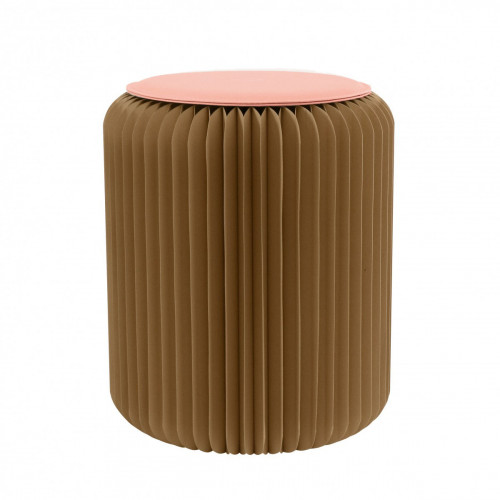 Tabouret pliable marron avec assise rose