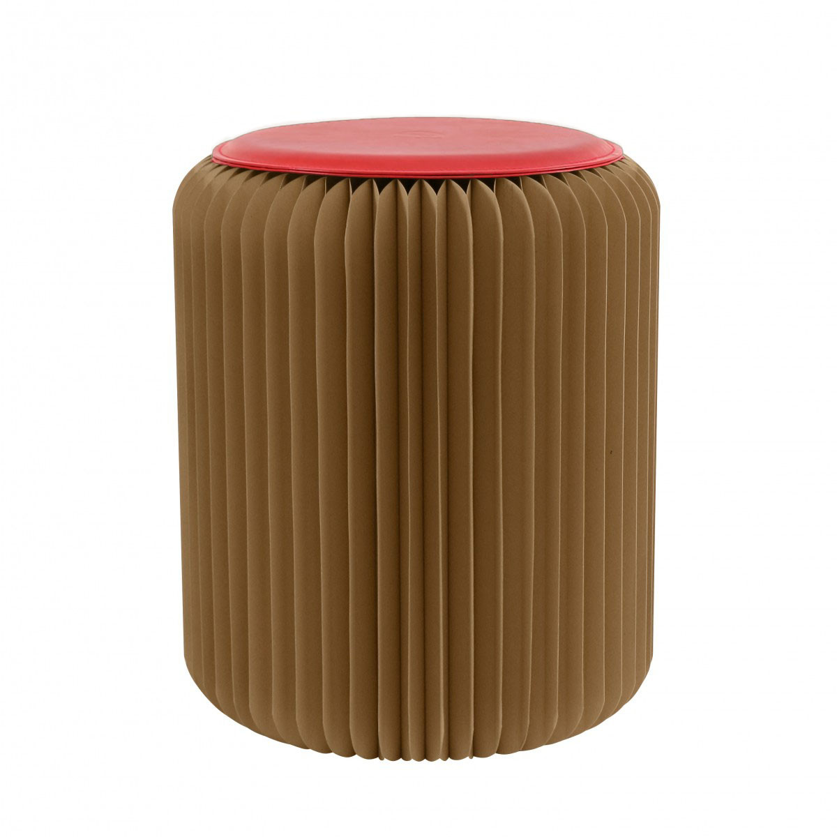 Tabouret pliable marron avec assise rouge