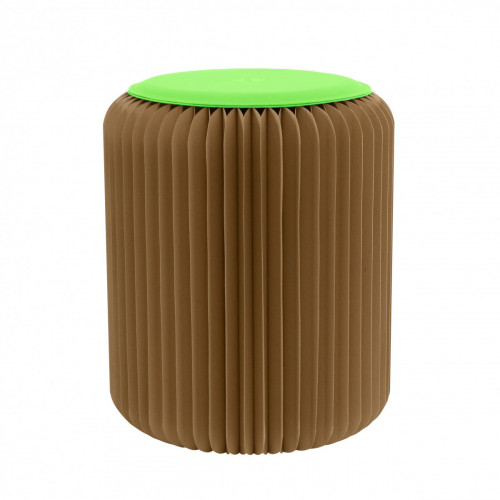Tabouret pliable marron avec assise vert prairie
