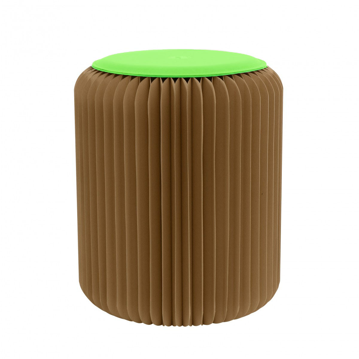 Tabouret pliable marron avec assise vert prairie