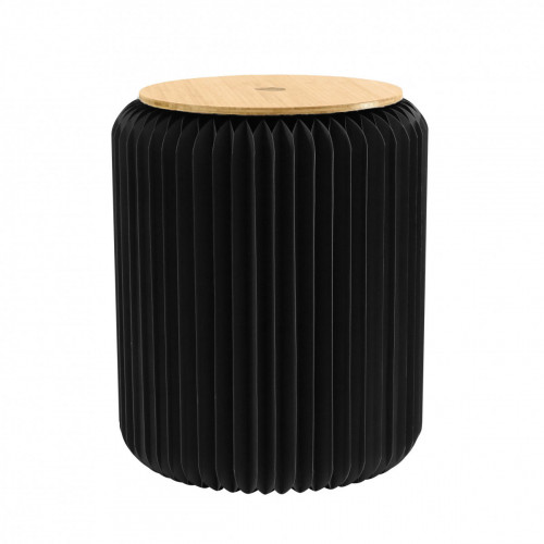 tabouret pliable noir avec assise bambou