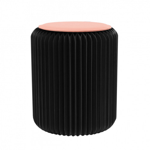 tabouret pliable noir avec assise en simili cuir rose