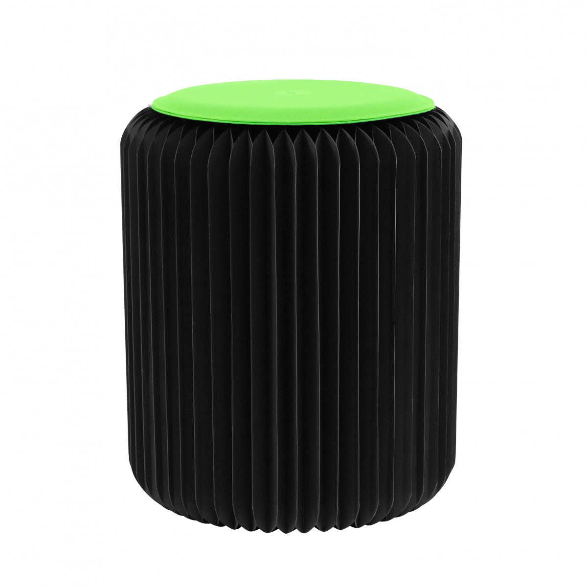 tabouret pliable noir avec assise en simili cuir vert prairie