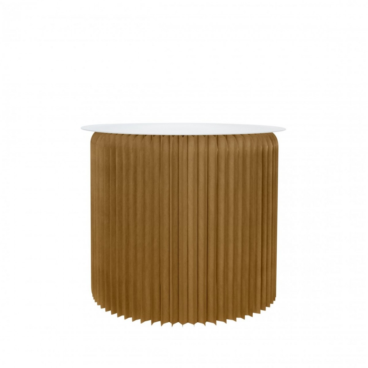 Table ronde 50 cm en carton alvéolé marron ouverte