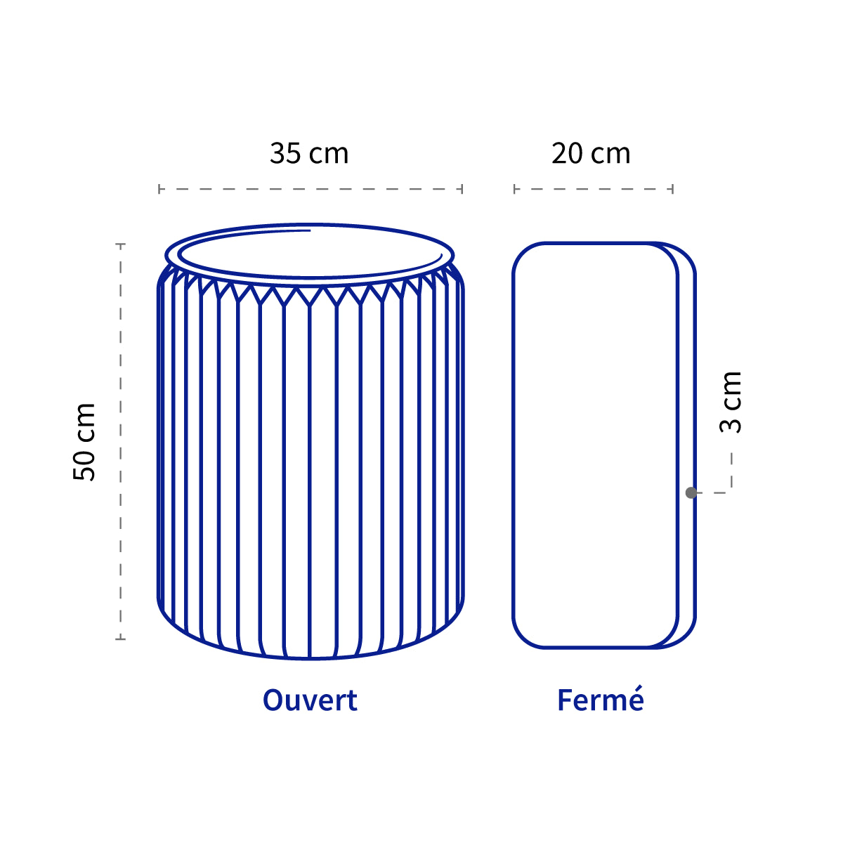 Dimensions du tabouret 50 cm