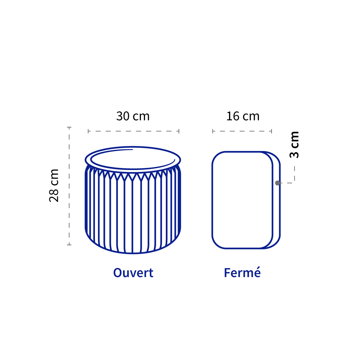 Dimensions du tabouret 28 cm