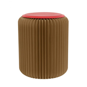 Tabouret pliable marron avec assise rouge