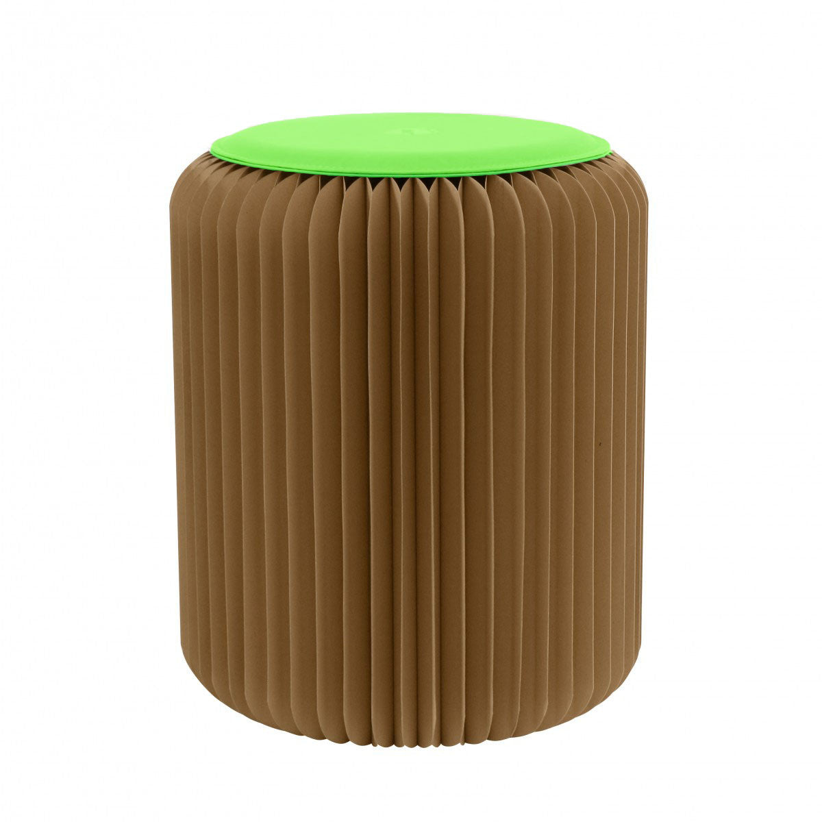 Tabouret pliable marron avec assise vert prairie