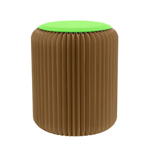 Tabouret pliable marron avec assise vert prairie