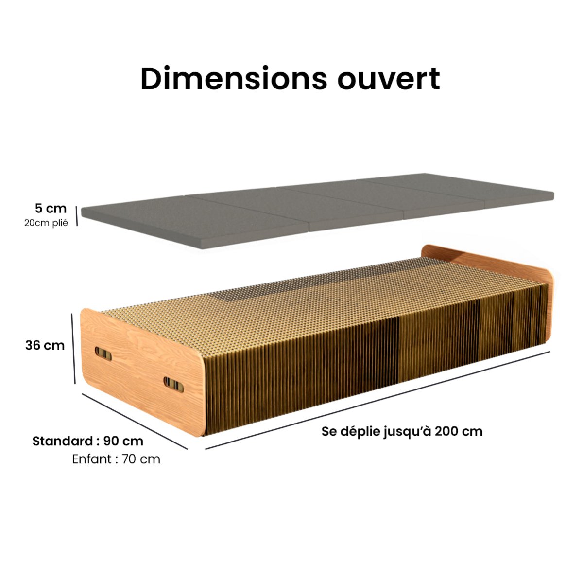 Lit pliable - Sommier avec matelas, Jules Médium - Stooly